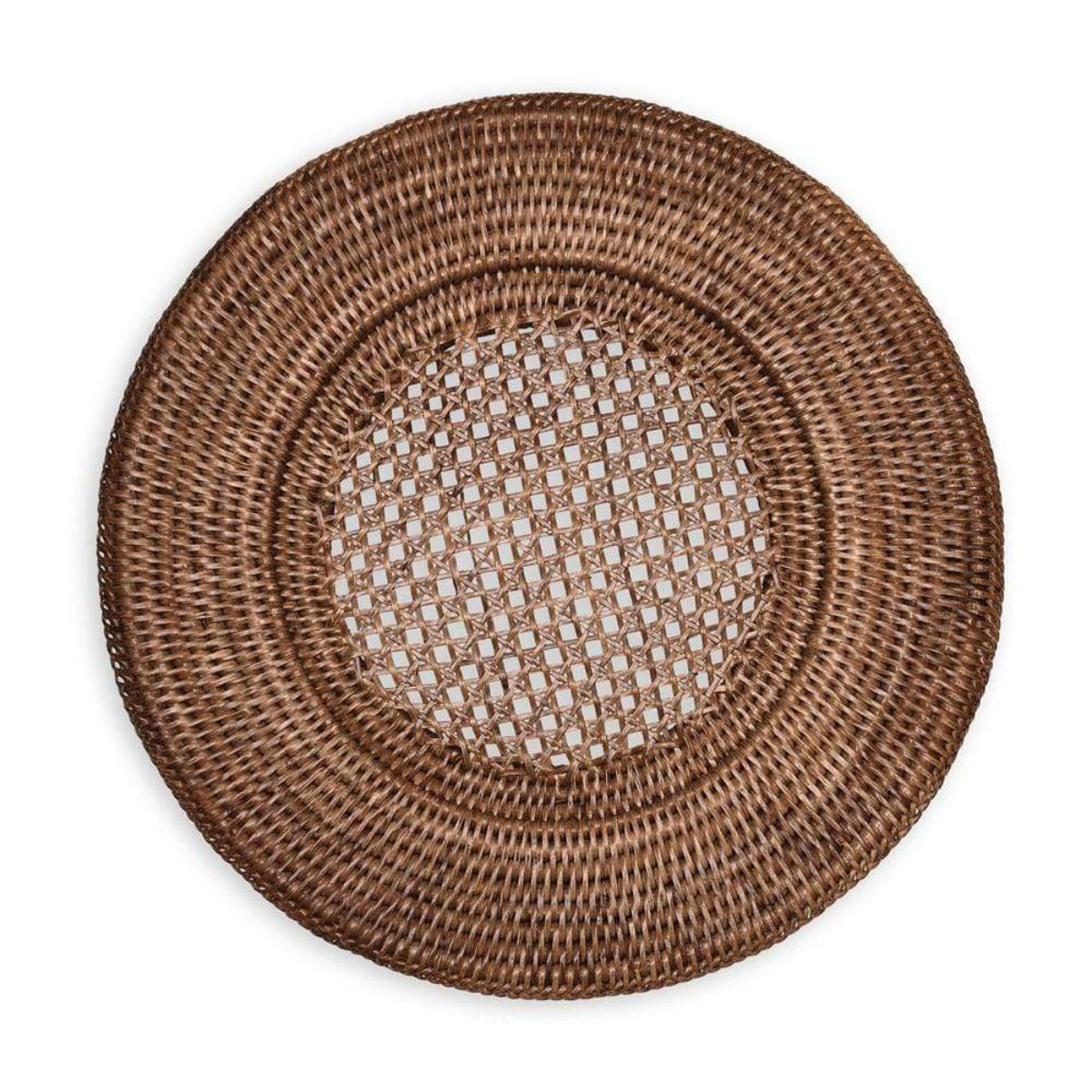 Dark Natural Rattan Round Plate Charger