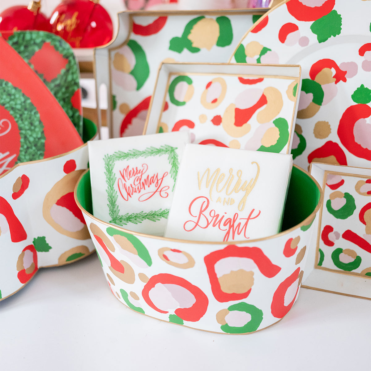 Merry and Bright Cocktail Napkins - White